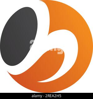 Orange and Black Circle Shaped Letter H Icon on a White Background Stock Vector