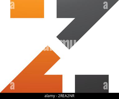 Orange and Black Dotted Line Shaped Letter Z Icon on a White Background Stock Vector