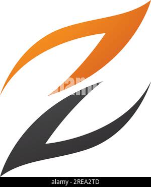 Orange and Black Fire Shaped Letter Z Icon on a White Background Stock Vector