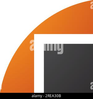 Orange and Black Geometrical Letter R Icon on a White Background Stock Vector