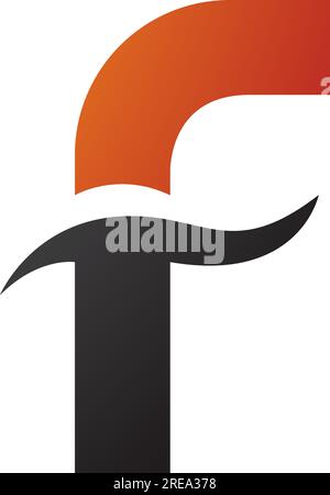 Orange and Black Letter F Icon with Spiky Waves on a White Background Stock Vector