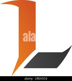 Orange and Black Letter L Icon with Sharp Spikes on a White Background Stock Vector