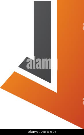 Orange and Black Letter J Icon with Straight Lines on a White Background Stock Vector