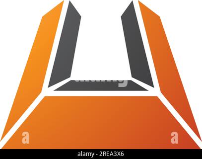 Orange and Black Letter U Icon in Perspective on a White Background Stock Vector