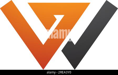 Orange and Black Letter W Icon with Intersecting Lines on a White Background Stock Vector
