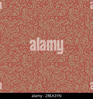 Seamless pattern. Chaotic psychedelic hypnotic pattern with red smoky swirled red stripes on orange backdrop. Vector. Stock Vector
