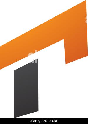 Orange and Black Rectangular Letter R Icon on a White Background Stock Vector
