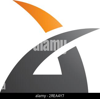 Orange and Black Spiky Grass Shaped Letter A Icon on a White Background Stock Vector