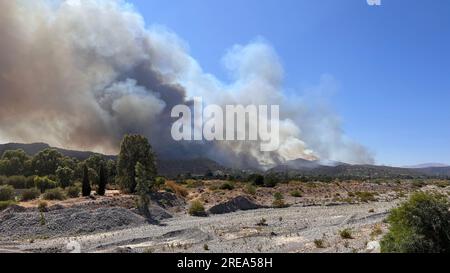 The aftermath of a wildfire in the southern part of the Greek island of Rhodes in this July 26, 2023 file photo. (CTK Photo/Pavel Nemecek) Stock Photo