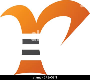 Orange and Black Striped Letter R Icon on a White Background Stock Vector