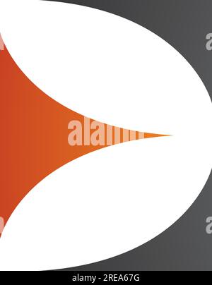 Orange and Black Uppercase Letter E Icon with Curvy Triangles on a White Background Stock Vector