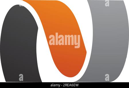 Orange and Black Wavy Shaped Letter N Icon on a White Background Stock Vector