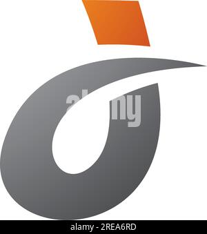 Orange and Grey Curved Spiky Letter D Icon on a White Background Stock Vector