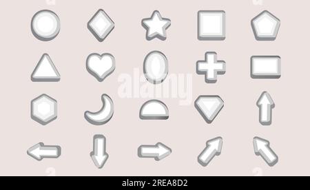 3D figure set geometric shape. Abstract futuristic collection isolated vector illustration simple form. Stock Vector