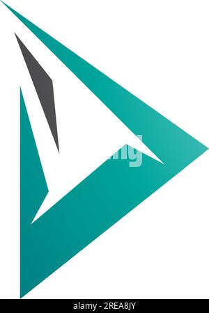 Black and Persian Green Spiky Triangular Letter D Icon on a White Background Stock Vector