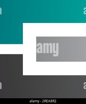 Black Green and Grey Rectangular Letter E Icon on a White Background Stock Vector
