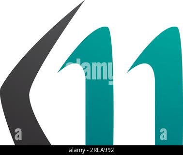 Persian Green and Black Horn Shaped Letter V Icon on a White Background ...