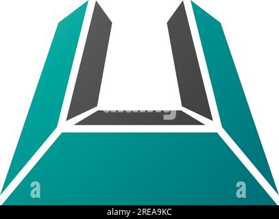 Persian Green and Black Letter U Icon in Perspective on a White Background Stock Vector