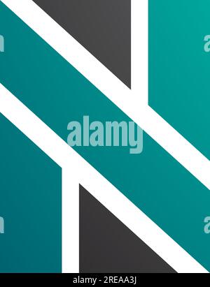 Persian Green and Black Rectangle Shaped Letter N Icon on a White Background Stock Vector