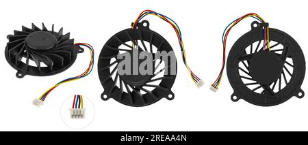 cooling system for laptop, fan, in multiple projections, on white background in isolation Stock Photo