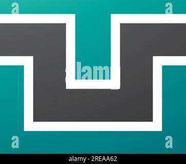 Persian Green and Black Rectangle Shaped Letter U Icon on a White Background Stock Vector