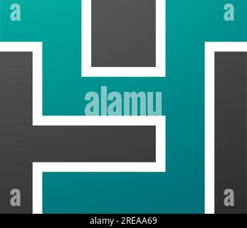 Persian Green and Black Rectangle Shaped Letter Y Icon on a White Background Stock Vector
