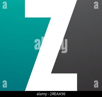 Persian Green and Black Rectangle Shaped Letter Z Icon on a White Background Stock Vector