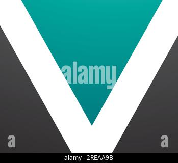 Persian Green and Black Rectangular Shaped Letter V Icon on a White Background Stock Vector