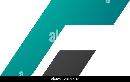 Persian Green and Black Rectangular Italic Letter C Icon on a White Background Stock Vector