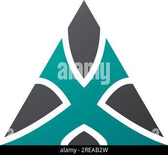 Persian Green and Black Triangle Shaped Letter X Icon on a White Background Stock Vector