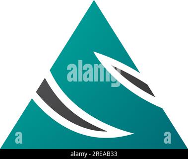 Persian Green and Black Triangle Shaped Letter S Icon on a White Background Stock Vector