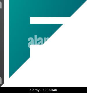 Persian Green and Black Triangular Letter F Icon on a White Background Stock Vector
