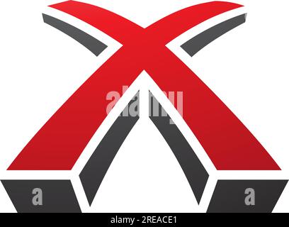 Red and Black 3d Shaped Letter X Icon on a White Background Stock Vector