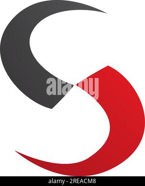 Red and Black Blade Shaped Letter S Icon on a White Background Stock Vector