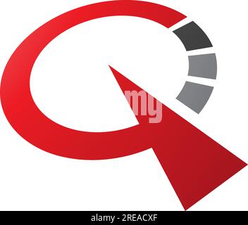 Red and Black Clock Shaped Letter Q Icon on a White Background Stock Vector