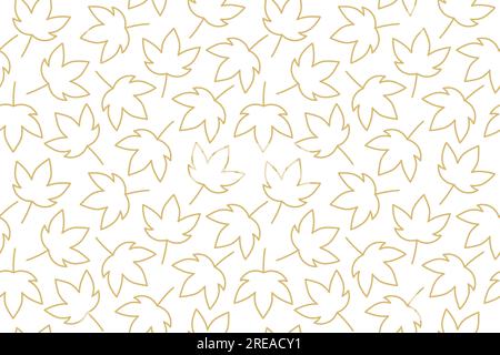 golden seamless pattern with maple leaves - vector illustration Stock Vector