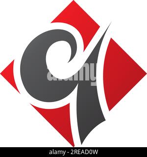 Red and Black Diamond Shaped Letter Q Icon on a White Background Stock Vector