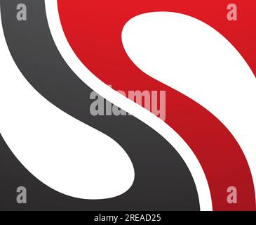 Red and Black Fish Fin Shaped Letter S Icon on a White Background Stock Vector