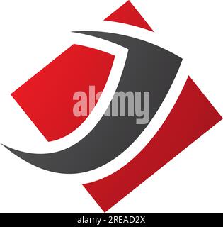 Red and Black Diamond Square Letter J Icon on a White Background Stock Vector
