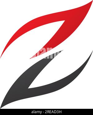 Red and Black Fire Shaped Letter Z Icon on a White Background Stock Vector