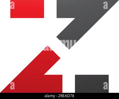 Red and Black Dotted Line Shaped Letter Z Icon on a White Background Stock Vector