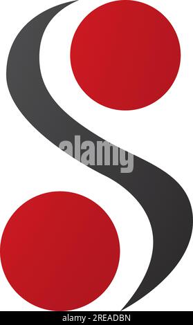 Red and Black Letter S Icon with Spheres on a White Background Stock Vector