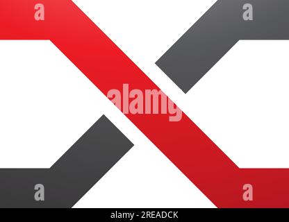 Red and Black Letter X Icon with Crossing Lines on a White Background Stock Vector