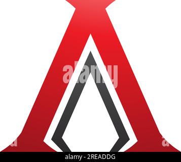 Red and Black Pillar Shaped Letter A Icon on a White Background Stock Vector