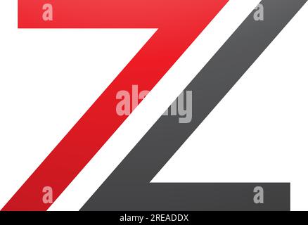 Red and Black Number 7 Shaped Letter Z Icon on a White Background Stock Vector