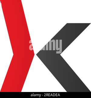 Red and Black Lowercase Arrow Shaped Letter K Icon on a White Background Stock Vector
