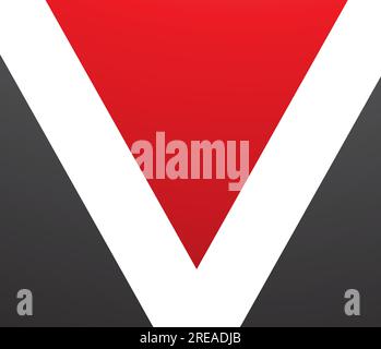 Red and Black Rectangular Shaped Letter V Icon on a White Background Stock Vector