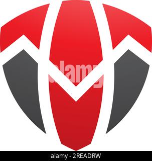 Red and Black Shield Shaped Letter T Icon on a White Background Stock Vector
