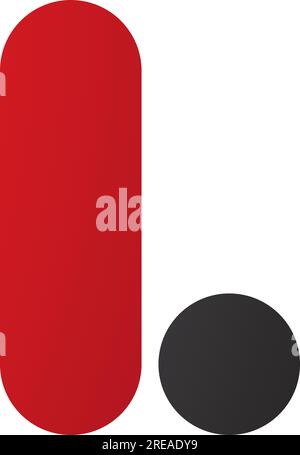 Red and Black Rounded Letter L Icon on a White Background Stock Vector