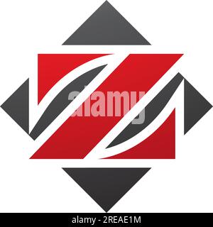 Red and Black Square Diamond Shaped Letter Z Icon on a White Background Stock Vector